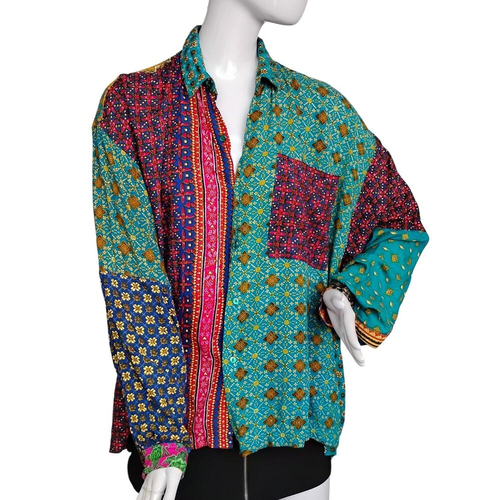 Vintage Climate Button Down Patch Shirt Size Smal… - image 3